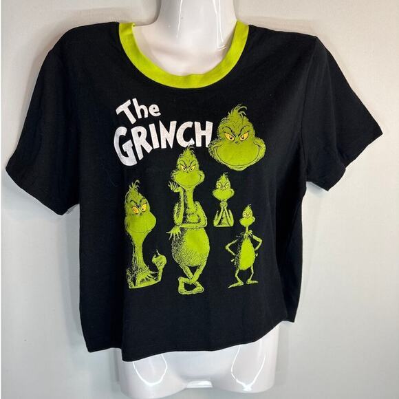 Dr. Seuss The Grinch Black Cropped Top Women's‎ XL NWOT - Picture 1 of 5